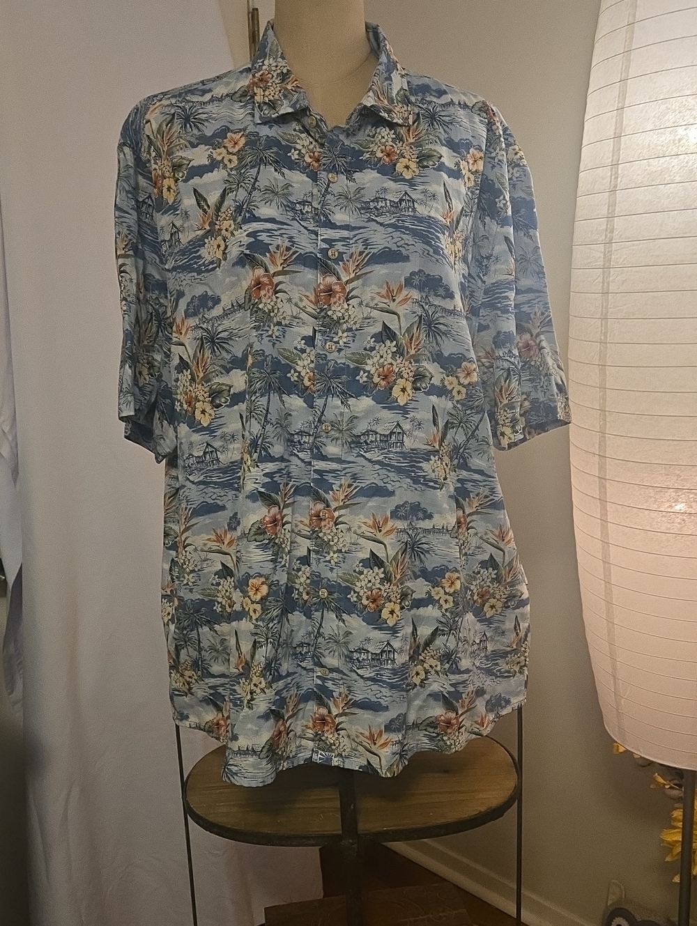 johnnie-O Blue Tropical Surf Flannel Shirt Size XXL